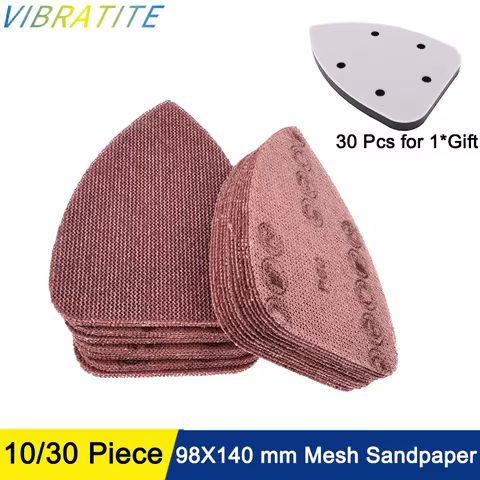 98X140X140 mm Mesh Sandpaper 10/30 pcs Assorted 60-1000 Grits 977A+ Hook and Loop for Polishing and 