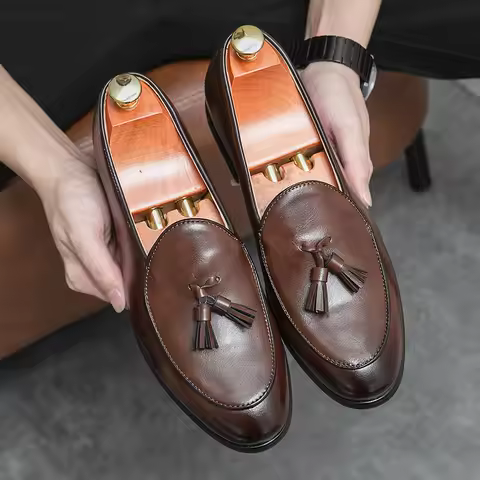 Italian Brand Men Shoes Formal Loafers Men Dress Shoes Oxford Sepatu Slip On Pria Wedding Men Shoes
