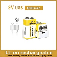 9V Battery 19900mAh Lithium Ion Rechargeable Battery Type-C Battery 9v USB Lithium Battery