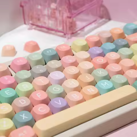 Rainbow Candy MOA Keycaps 127 Keys Dye-Sublimation PBT Keycaps Cute Custom Keycap Sets For MX Swithe