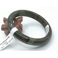 🍀 B2053 - Natural Serpentine Jade Bangle 63mm (with certificate) 天然岫岩特色花玉手镯 63mm (附证书)