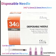 COD 10/100PCS Beauty needle 34G1.5mm 34G2.5mm 34G4mm 34G6mm Disposable Needle english Local delivery