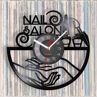 Nail Salon LED Vinyl Record Wall Clock with 7 Colors Changing for Beauty Nail Salon Wall Decor Decor