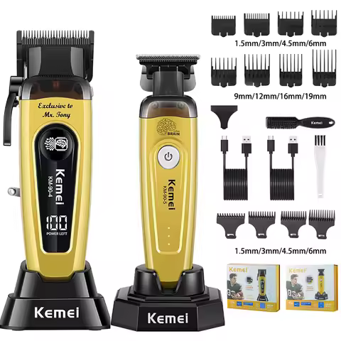 KM-90-5,KM-90-4 Men's Professional Cordless Professional Hair Clipper, Beard Trimmer, Hair Care Kit,