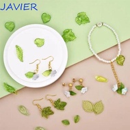 JAVIER 30pcs Green Acrylic Leaf Beads, Transparent Leaf Shape Green Transparent Leaf Shape Beads, Ha