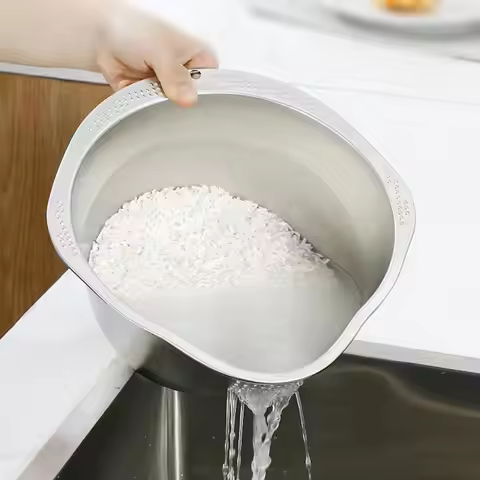 Rice Washer Strainer Bowl Stainless Steel 304 Rice Washing Bowl Rice Sieve Colander Fruit And Vegeta