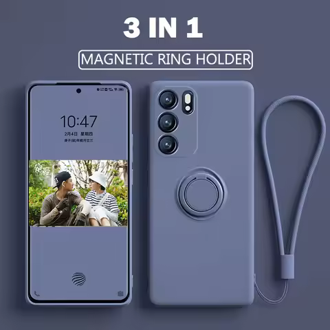 Silicone Magnetic Case For OPPO Reno 6 5 7 Pro Plus 4G 5G A52 A92 A72 A15S A54 A74 A73 X5 Ring Holde