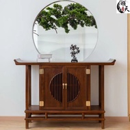 ◐▩♦Solid Wood Foyer Cabinet New Chinese Style Living Room Foyer Dining Table Wall Partition Storage 