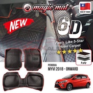 6D Carpet Kereta PERODUA MYVI GEN3 G3 2018 - 2023 MAGIC MAT 5-Layer Premium Car Carpet Car Mat Floor
