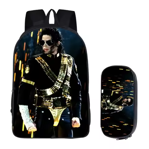 Student Backpacks DIY Michael Jackson Printing Children School Bags for Boys Men Book Bag 2PC Set wi