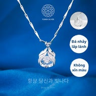 Yumin Silver PT950 Korean Style Blossom Dancing Stone Women's Silver Necklace