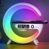 Christmas Gift 5.9" Fast Wireless Charger Desktop Stand Bluetooth Speaker TF Clock RGB Atmosphere Li