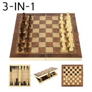 3 in 1 Chess set board adult children gift family game chess solid wood chess pieces traditional classic handmade 🔥พร้อมส่ง🔥หมากรุกกระดานผู้ใหญ่เด็กของขวัญเกมครอบครัวหมากรุกไม้เนื