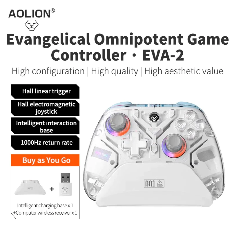 Aolion K10 Gamepad with Charging Dock RGB Wireless Gamepad Hall Effect Joystick Trigger for Nintendo