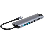 HC-75LC 4K HD PD100W Charging Gigabit Ethernet 7 in 1 USB-C Hub with USB 3.0 SD / TF Card Reader