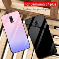 For Samsung galaxy J7+ J7 plus J7plus case Gradient back glass cover + soft edge
