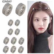 IONSKY 2/4/6pcs/set Hair Braid Tubes, Y2K Hollow Out Silver Round Hairclasp, Side Clips Hair Braidin