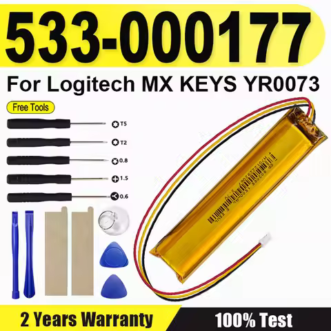 533-000177 533000177 Powerful Battery For Logitech MX KEYS YR0073 Fits Li-Polymer 1500mAh/5.55Wh