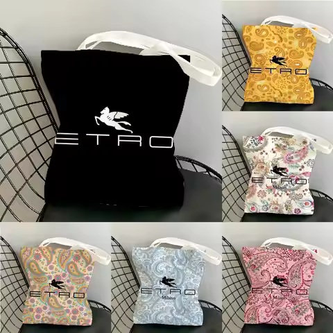 Classic-E-Etro-flower Storage Bags Canvas Tote Bag Women Large Capacity Reusable Eco Shopping Should