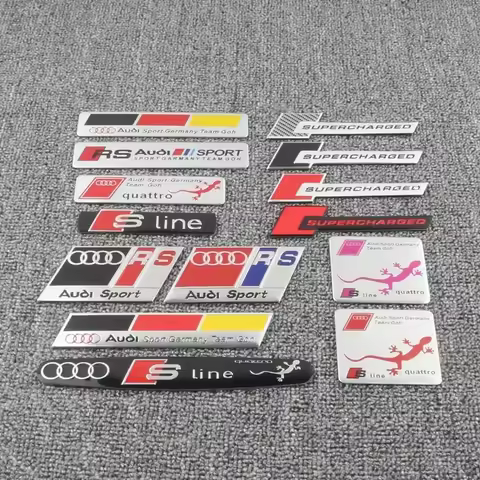 3D Aluminum Car Body Rear Trunk Tail Stickers Decal For Audi Sline A1 A2 A3 A4 A4L P 8V 8L RS RS3 RS