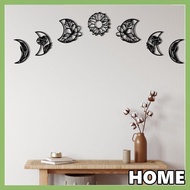 ALLGOODS 7Pcs/set Black Moon Mirror Sticker, Black Mirror Surface 3D Lunar Phase Ornament, Multipurpose DIY Exquisite Flower Acrylic Wall Pendant Bedroom