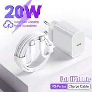 PD 20W Charger For iPhone 13 12 11 14 15 Pro Max Fast Charger X XR XS 8 Plus For iPad Air USB Type C Charging Cable Accessories