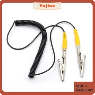 YUJINX Anti-Static ESD Grounding Cable, PU,Metal 2mm Coiled Cord, 180cm / 71" Black Male-to-Female w