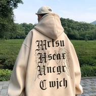 【M-8XL】American Men's Casual Oversized Retro Printed Hoodie Casual Angel Wings Long Sleeved Hoodie P