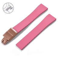 CTS Fluorubber สายนาฬิกา16/18/19/20/21/22Mm FKM สายสายนาฬิกาหัวเข็มขัดสีโรสโกลด์ผีเสื้อปล่อยอย่างรวด