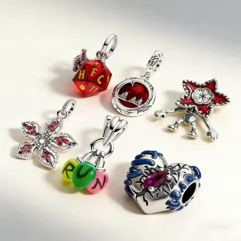 New Man eating Flower D20 Dice Charm Bead fit European Original Silver Bracelet DIY Jewelry Gift Acc