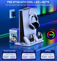 【New release】 Vertical Gaming Accessories For Ps5 Stand Cooling Station With Rgb Cooling Fan Dual Controllers Charger For Playstation5