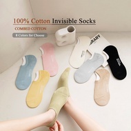 100% Cotton Women Invisible Socks Summer Macaron Color Twin-needle Female Low Cut Socks All-match Boat Socks