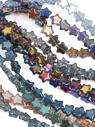 10 piezas de cuentas de vidrio con forma de estrella de 8 mm chapadas en colores, adecuadas para hacer pulseras, collares y joyas" DIY