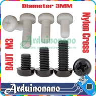 Cross Screw Nylon M3x8 M3 3mm height 8mm 8 mm PLASTIC BOLT for spacer