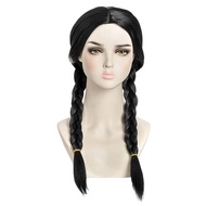Cosplay Wig Taiwan Shipment Black Double Twist Braid Styling Adams Family Wednesday Same Style Dress