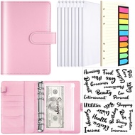 Macaron Loose-leaf PU A6 Notebook Organizer Binder + Zip lock Bag + H Line Paper + Post it + Labels