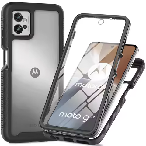 Hybrid TPU/PC Case for Motorola Moto G22 E32 G32 G42 G52 G82 with Built-in Screen Protector 360Degre