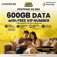 ONEXOX VIP POSTPAID B50 XOX 5G 600GB HIGHSPEED UNLIMITED DATA CALL HOTSPOT