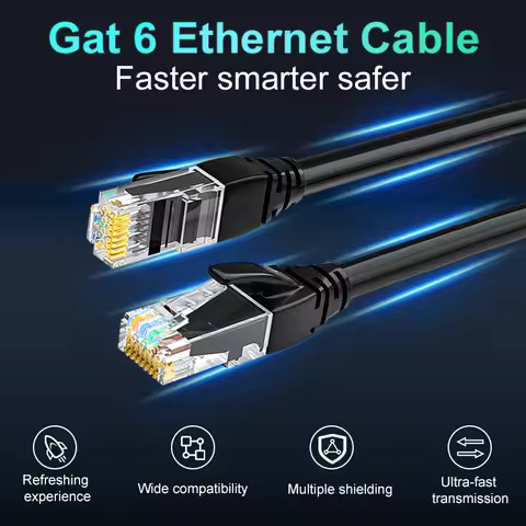 CAT 6 Ethernet Cable, Pure Copper Network Cable Cat6 With RJ45Connectors, Gigabit LAN Cable 1000 Mbp