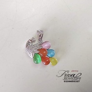 Loket merak silver925, material original silver925(perak925) salut white gold silver925 peacock pend