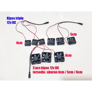 Triple 12v dc female fan 6cm 5cm 4cm cooler cooling cooler 3 pcs fan vacuum exhaust air 6 5 4 cm lap