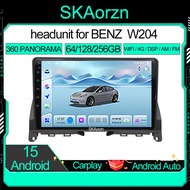 SKAorzn 9นิ้วสำหรับ Mercedes Benz W204 64 128 256GB Android15 4G DSP Carplay IPS 2K QLED คำสั่งเสียง