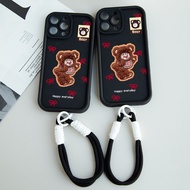 HP Bear For New Texture Embroidery Case Infinix Hot 50 Pro Plus Hot 50I 40I Smart 9 8 Rs4 Note 30 Pr
