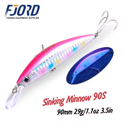 FJORD 90mm 29g Heavy Sinking Minnow Dive 0-2.3m Hard Bait Professional Seawater Jerkbait With High Q