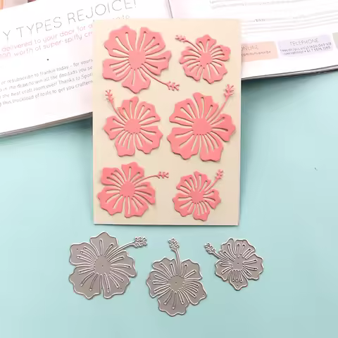 DUOFEN METAL CUTTING DIES Hibiscus rosa-sinensis Linn flowers stencil DIY Scrapbook Paper Album 2020