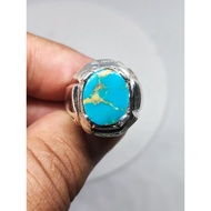 Cincin Permata Firus Iran Sky Blue Urat Emas