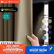 KKBS CURTAIN Estella 90-99% Blackout Curtain Ready Made Hook & Eyelet - Page 1