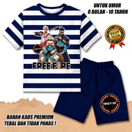 BOYS' SHORT-SLEEVED STRIPED SUIT AGES 0-10 YEARS FREE FIRE 2 MOTIF PREMIUM KATKUN MATERIAL RAIGITA S