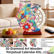 ROSEGOOD Diamond Art Perpetual Calendar Kits, Handmade  Diamond Art Calendar,  Rotating Wooden DIY D