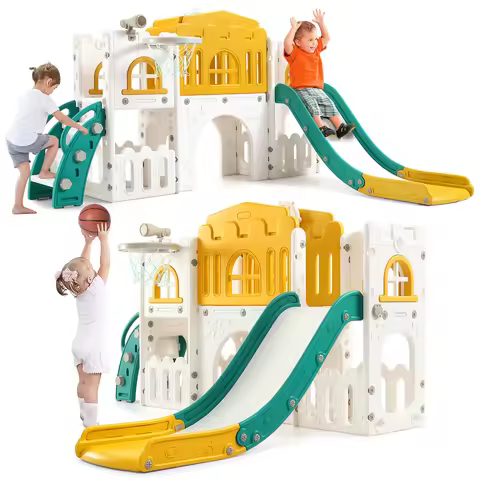8 In 1 Toddler Slide Indoor Playground, Indoor Slide Toddler Playset For Toddlers 1-3, Kids Outdoor 